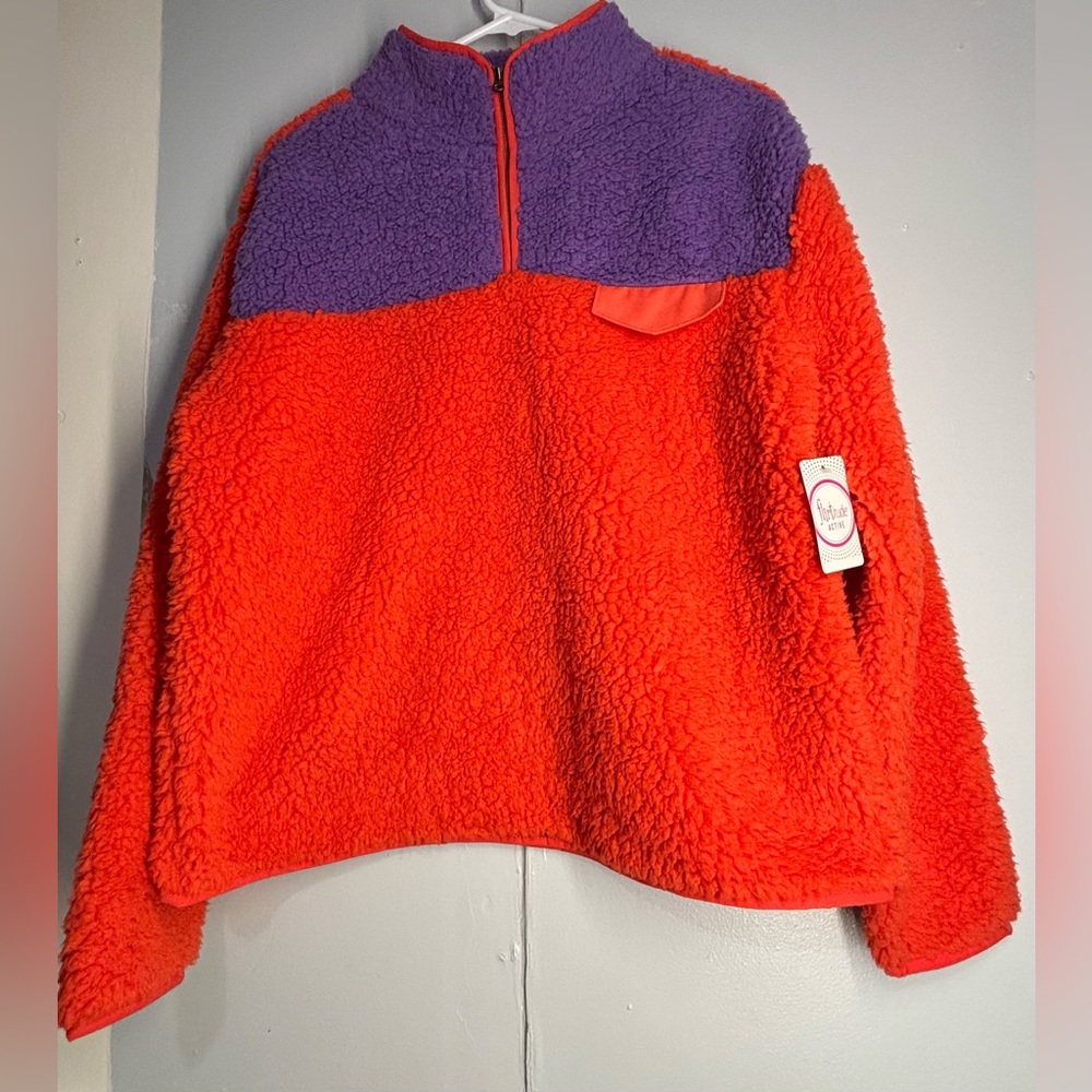 Flirtitude  Puffer Jacket - Red and Purple Flirtitude Active Sherpa Pullover.